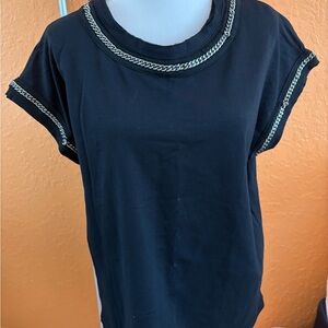 Vocal Black Tee with Chain Detail Size Small.